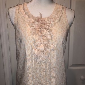 J.Crew Sleeveless Blouse Peach/ Beige Ruffle Trim
